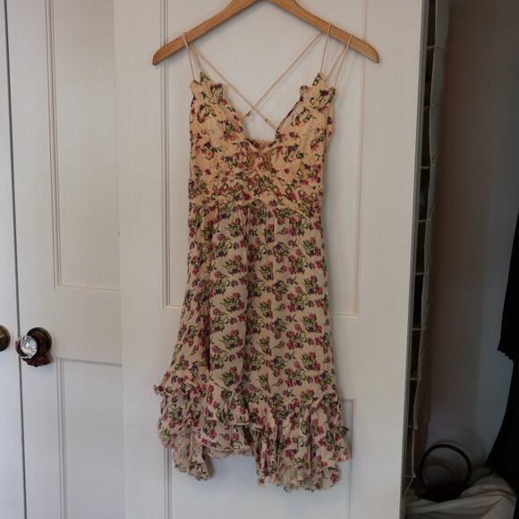 Free People One Adella Printed Mini Slip Petal Pink Combo Size Small NWOT - Picture 10 of 11